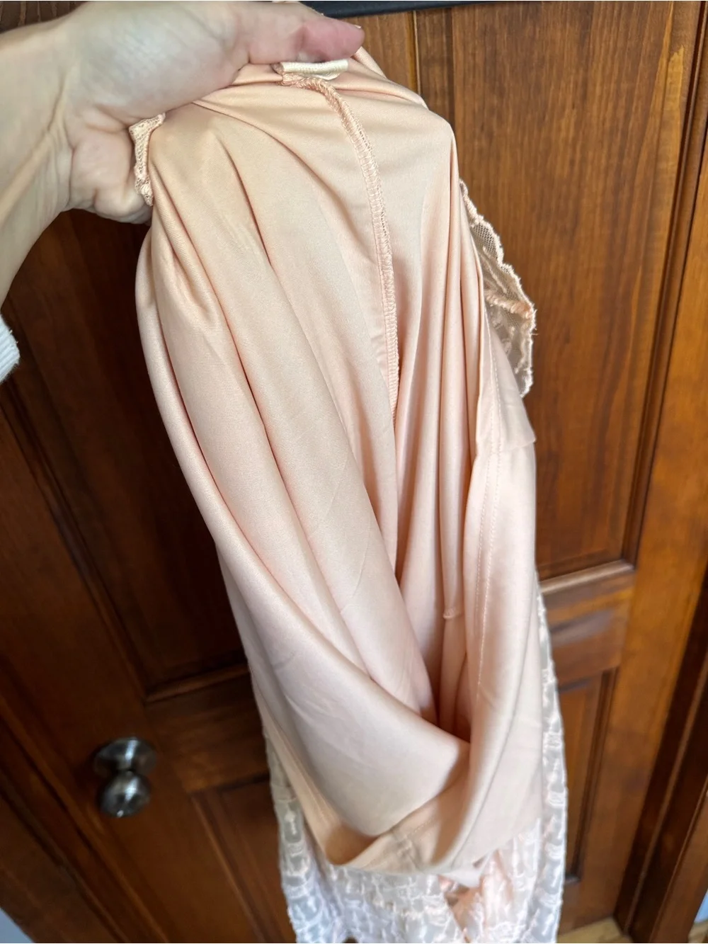 200. Light Peach colored Flowy boho crochet Dress - Picture 12 of 12
